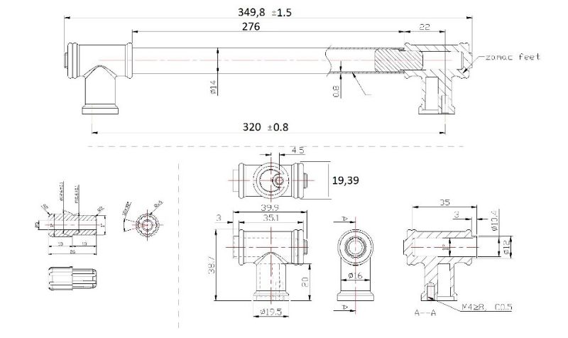 Möbelgriff BA 320 mm Schwarz gebürstet Frieda