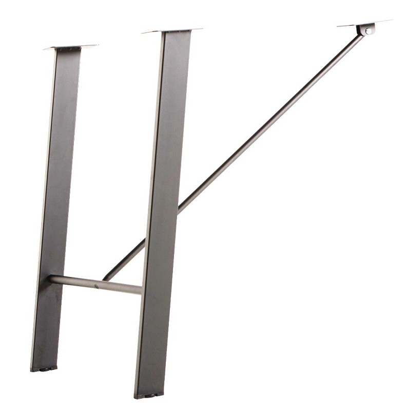 Tischgestell schräg T07 H-Form H 710 mm Edelstahl Optik matt