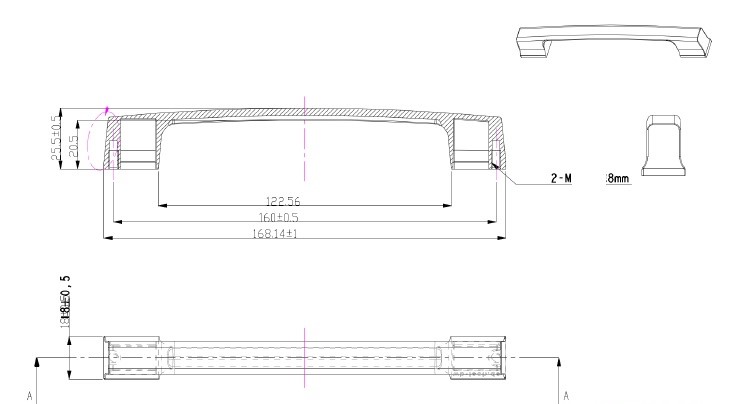Möbelgriff Edelstahl Optik matt BA 160 mm Ben