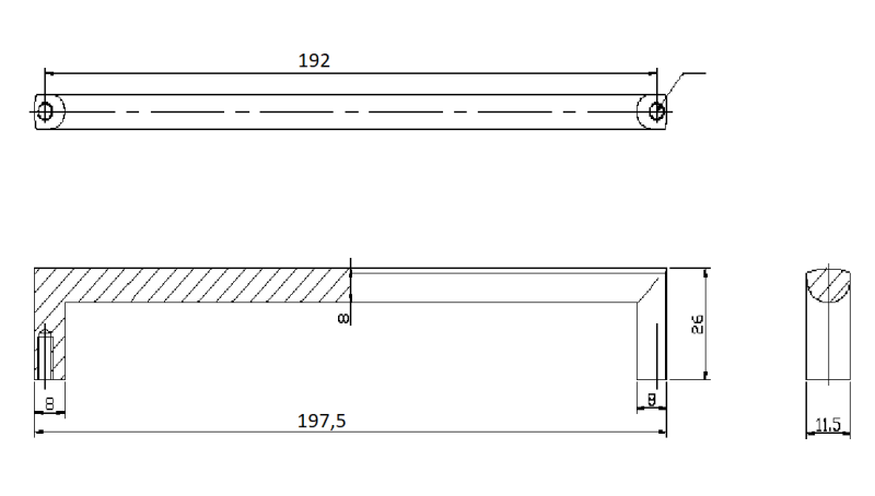 Möbelgriff Silber BA 192 mm Magnus