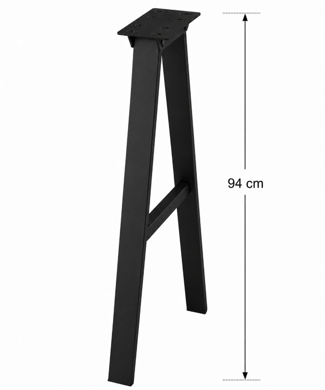 Tischbein A-Form Schwarz matt Höhe 940 mm
