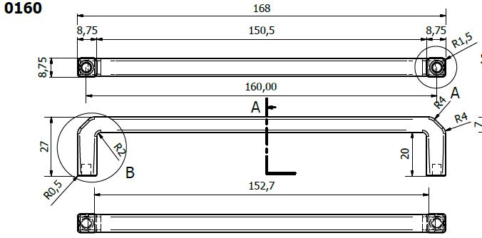 Möbelgriffe Messing Gold BA 160 mm Viola