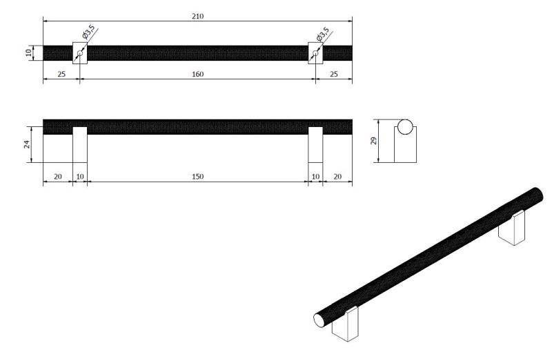 Möbelgriff Anthrazit BA 160 mm Luca