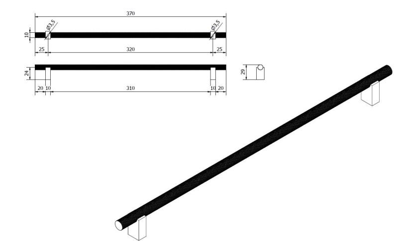 Möbelgriff Kupfer BA 320 mm Luca