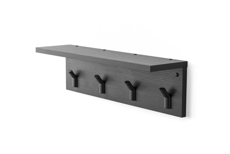Wandgarderobe Garderobenleiste Esche Schwarz Harrison