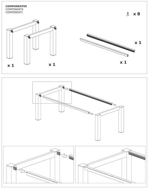 Tischgestell ERIS-FIX Aluminium 1600x900x750 mm