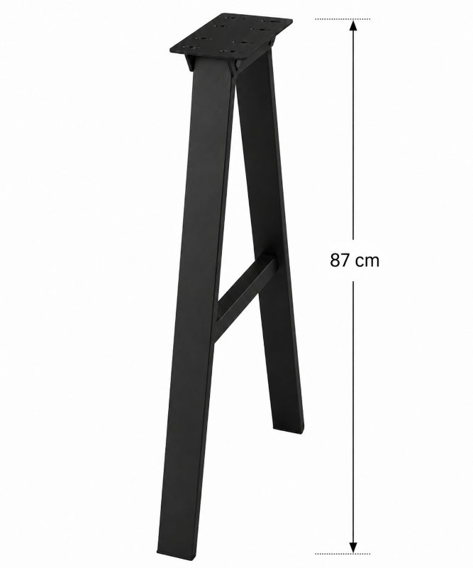 Tischbein A-Form Schwarz matt Höhe 870 mm