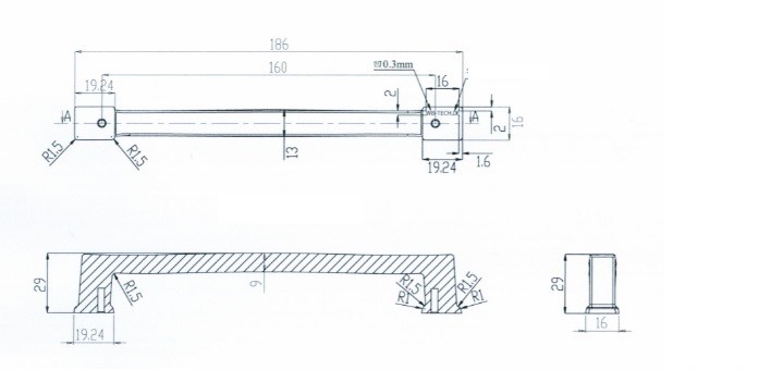 Möbelgriff Zinn antik BA 160 mm Ella